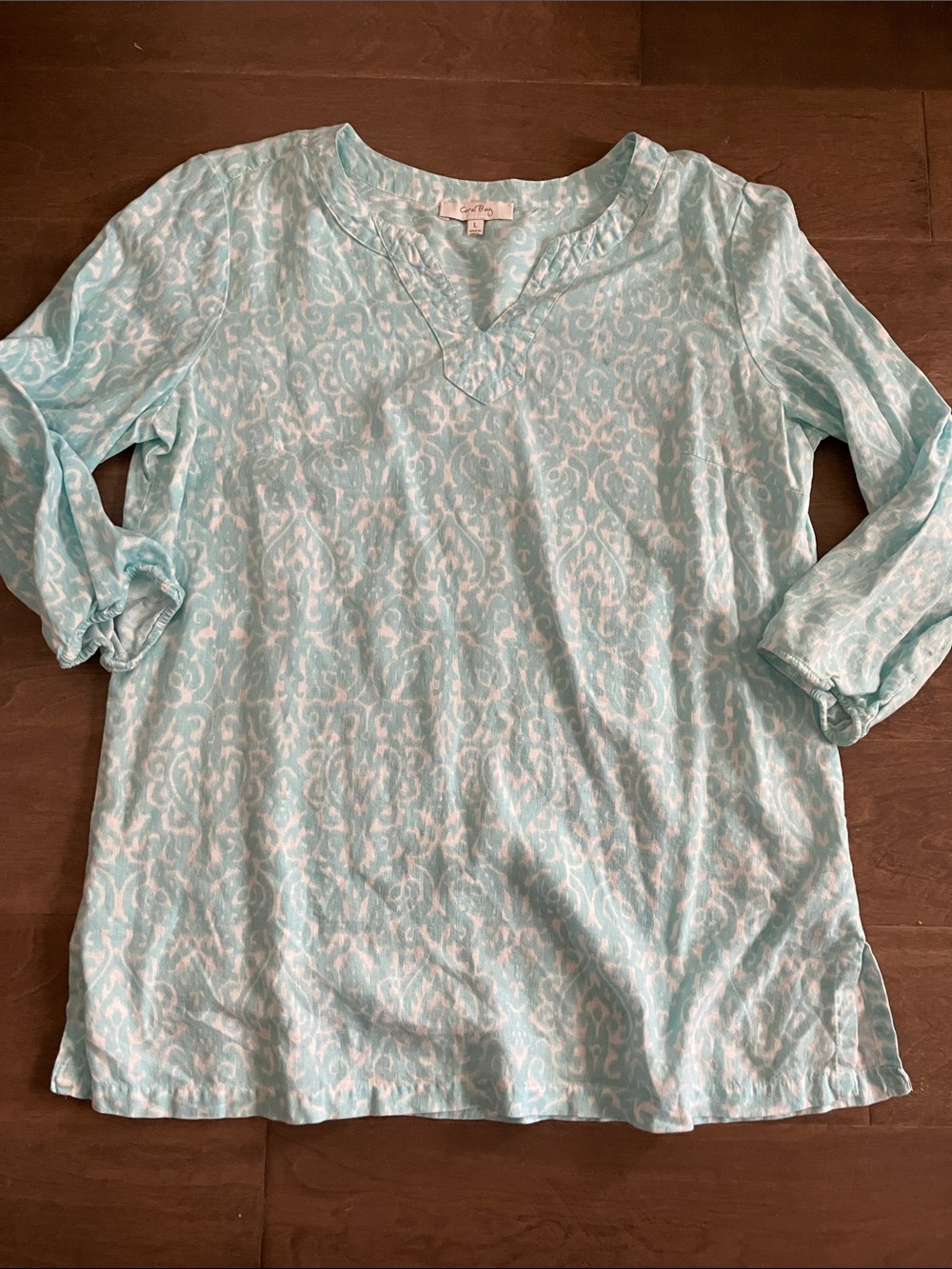 Coral Bay Seafoam and White Printed Tunic
